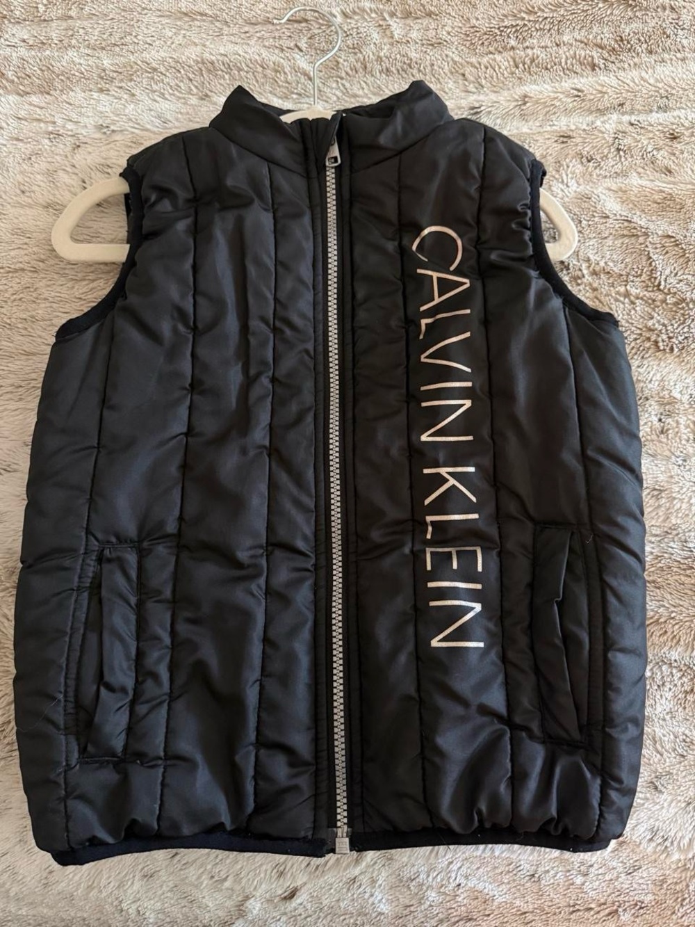 Calvin Klein Jeans Black Quilted Logo Puffer Vest for Kids